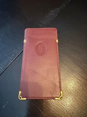 Cartier Burgundy Leather Glasses Sleeve with Gold Corners